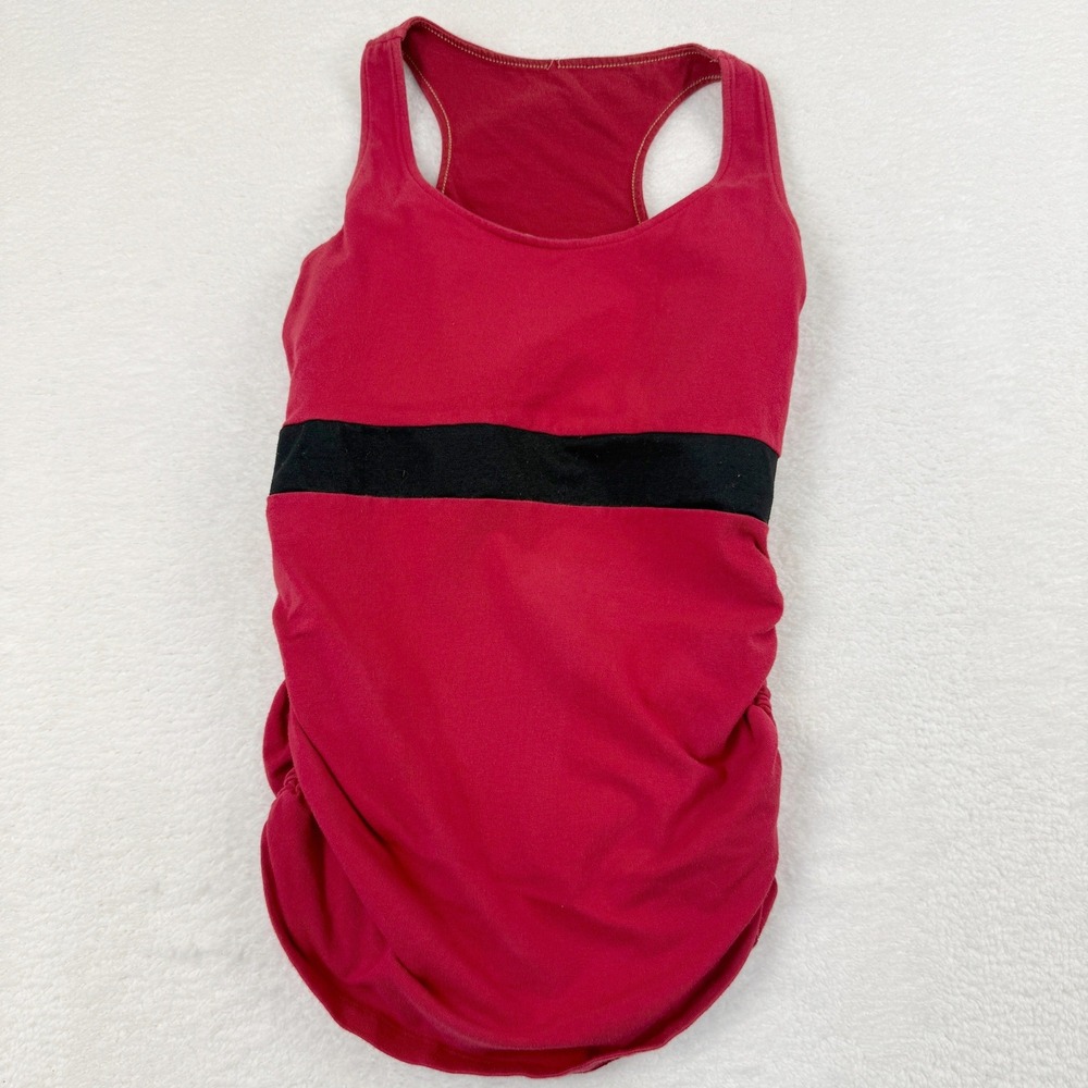 Blue Canoe Racerback Tank Top‎ Women Small Red Black Stripe Ruched Sides Sporty